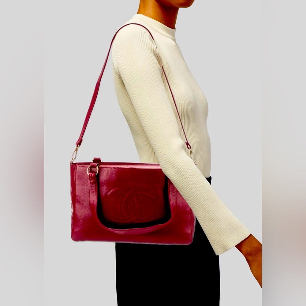 CHANEL Timeless CC Tote: Red Caviar Leather